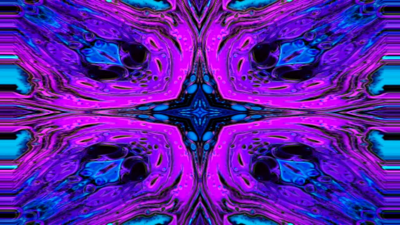 único colorido caleidoscopio fractal patrón de mármol azul fondo de movimiento.