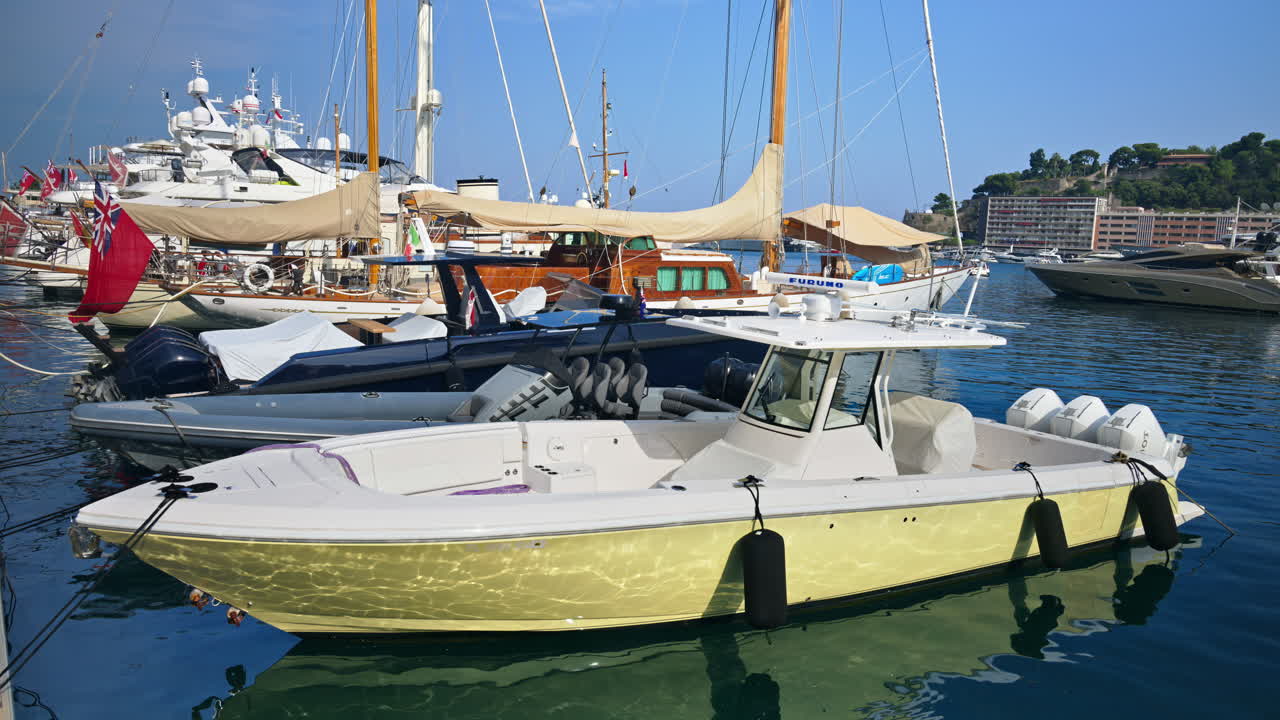 White boats docked in the Monaco Marina