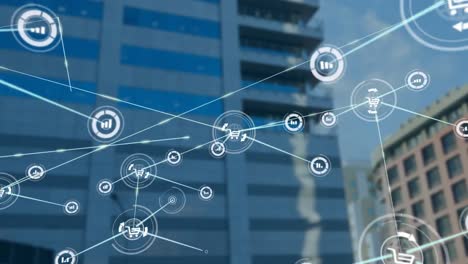 los edificios de oficinas modernos en la ciudad suelen tener una variedad de redes de tecnología en línea que allo.