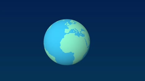 rotating globe with blue background.