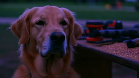 moody portrait of a golden retriever