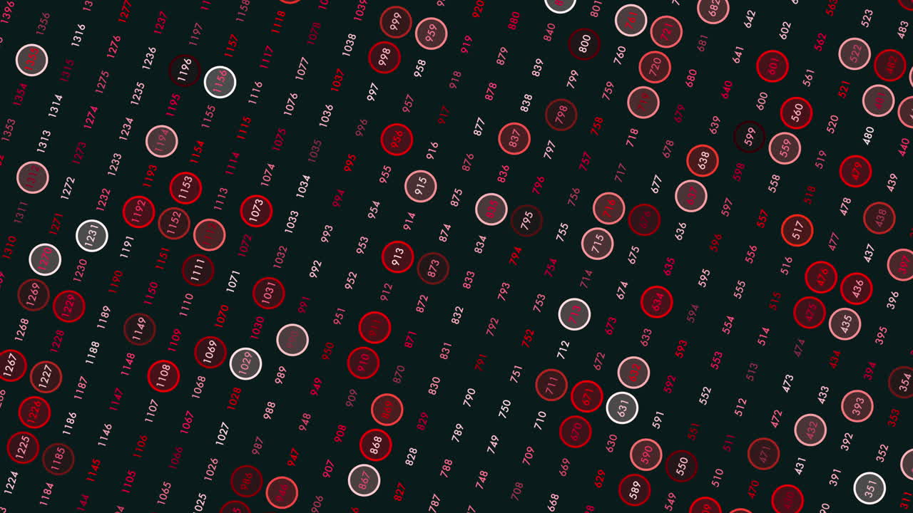 Motion random numbers pattern with neon color on black gradient