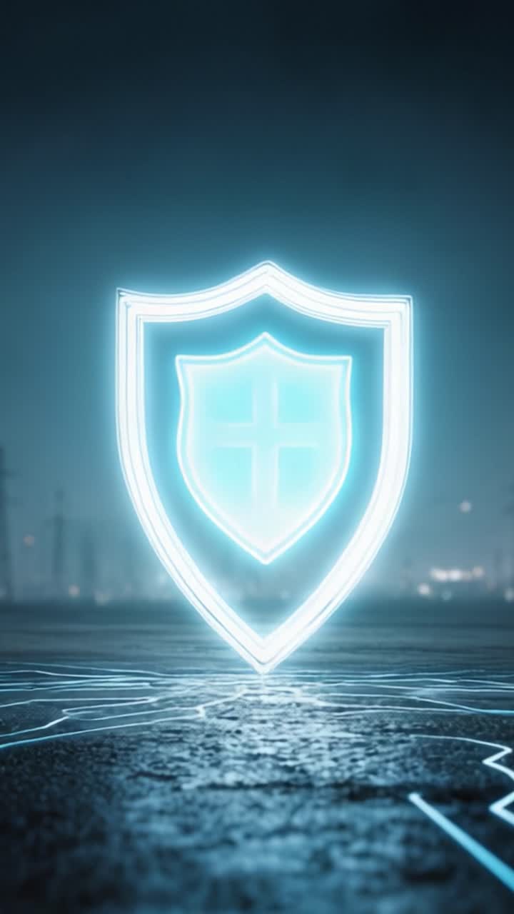 A Stunning Visual Representation of Security: A Glowing Shield Icon Illuminating the Dark Background, Symbolizing Protection and Digital Defense