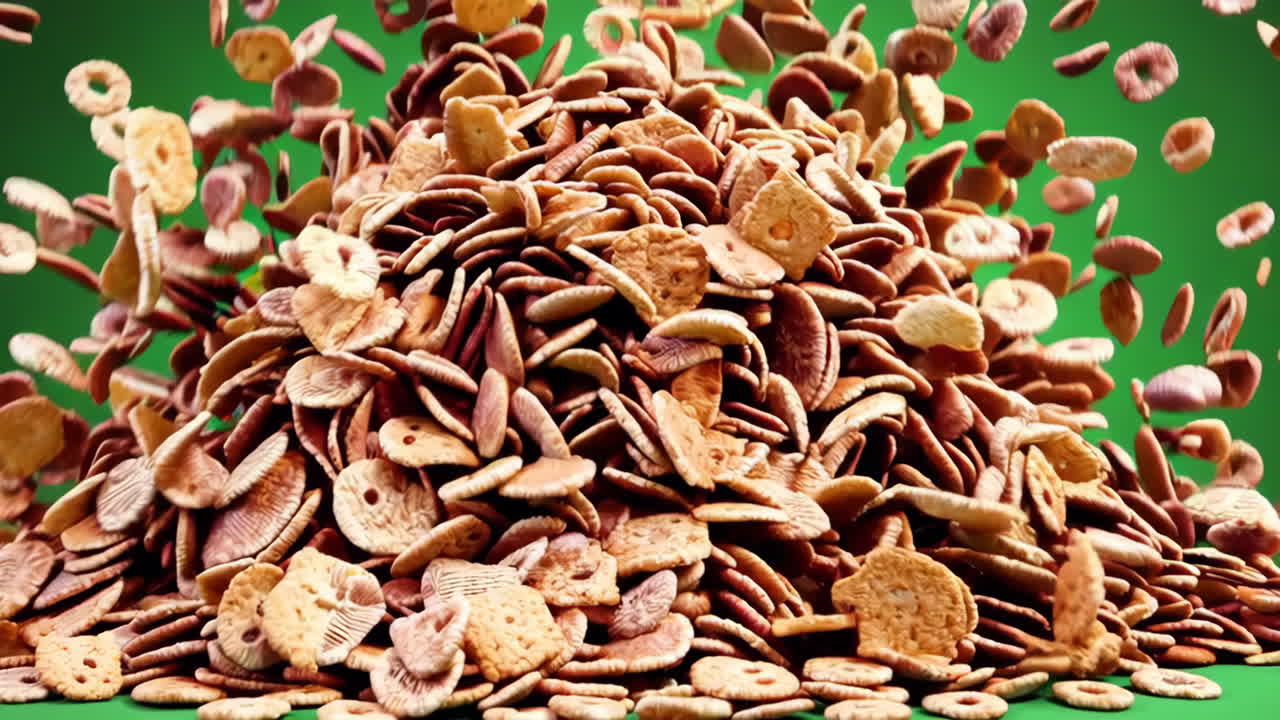 Green Studio Background and Cereal Pile