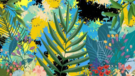 animaciones de plantas sobre manchas de colores