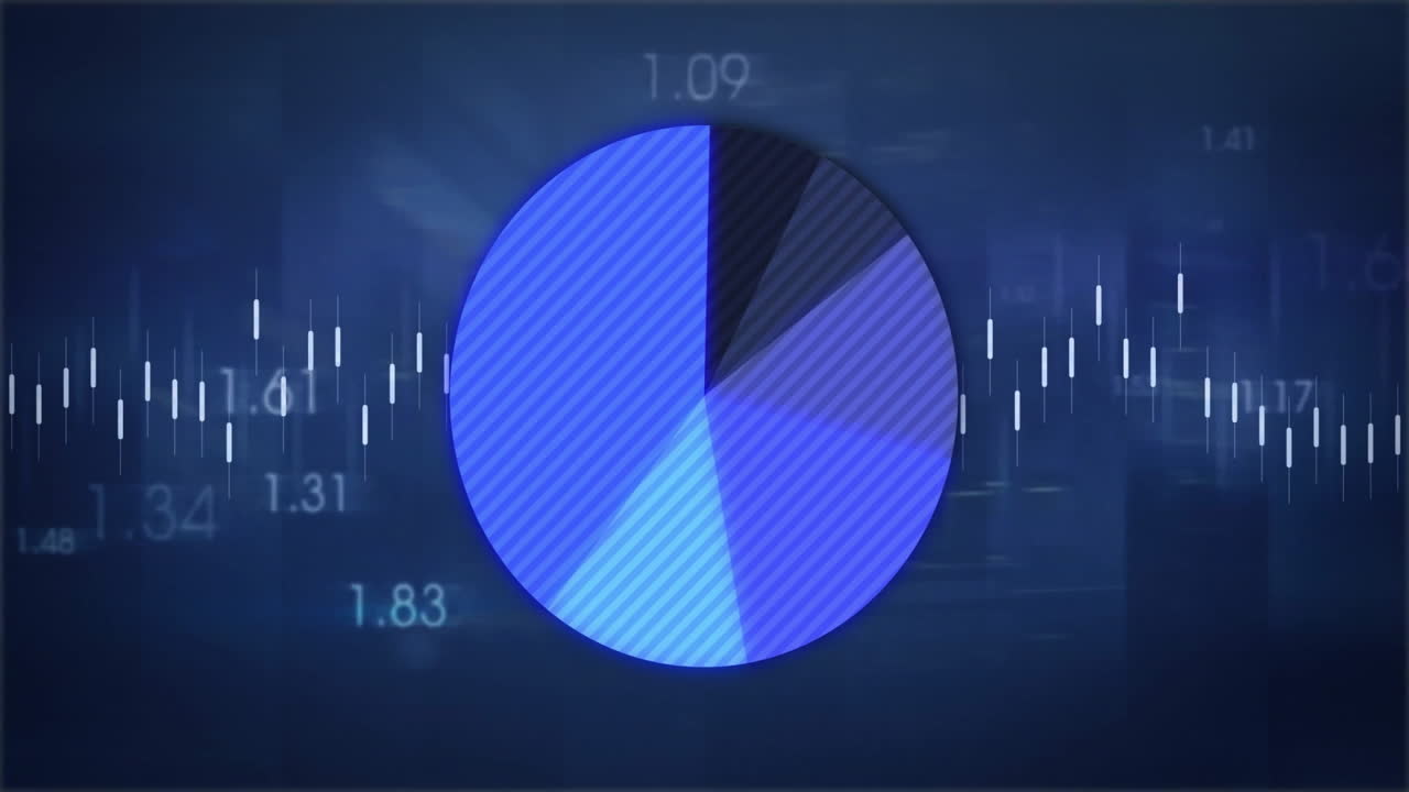 Animation of data processing on blue background