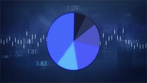 animación del procesamiento de datos sobre fondo azul
