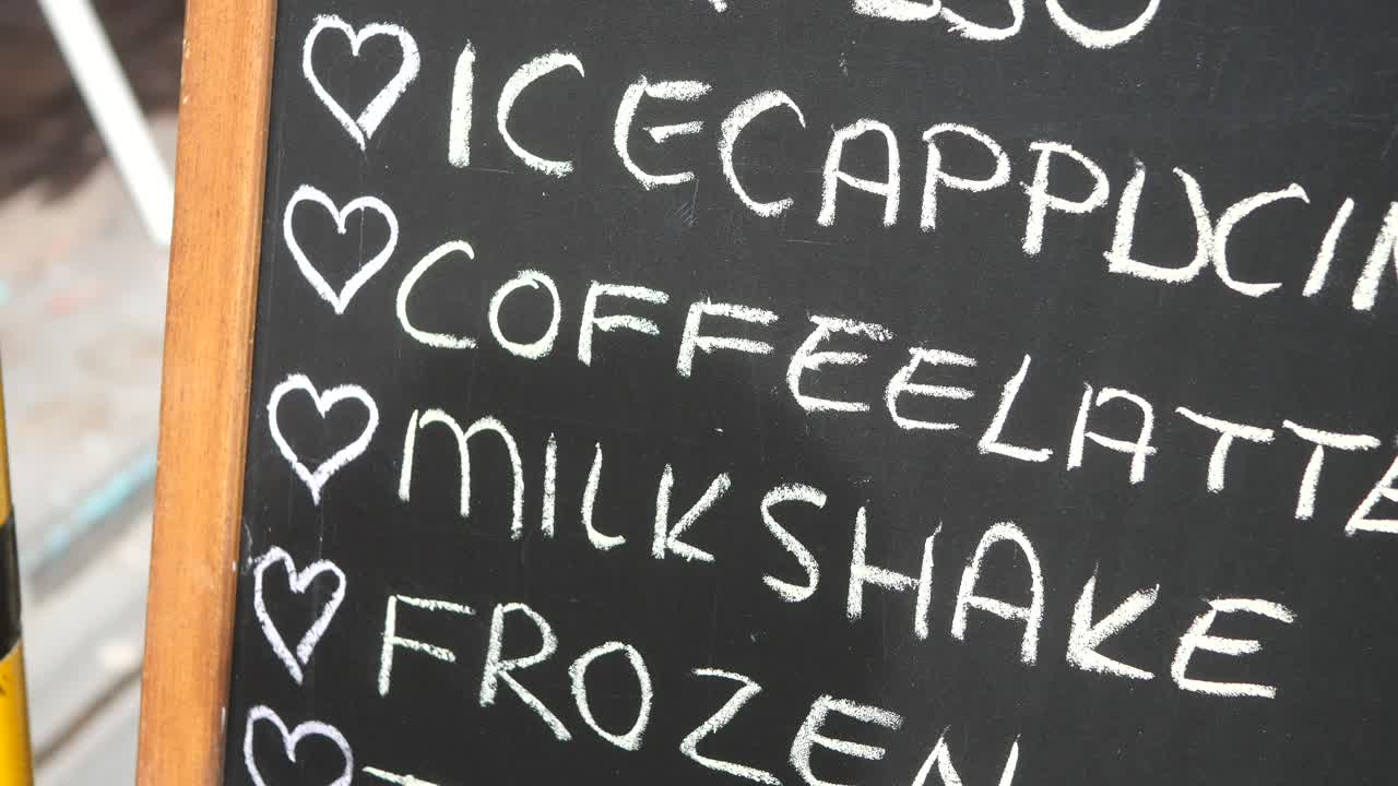 menú de tablero para bebidas de café