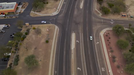 Aerial-View-of-traffic-during-sunset-in-4K