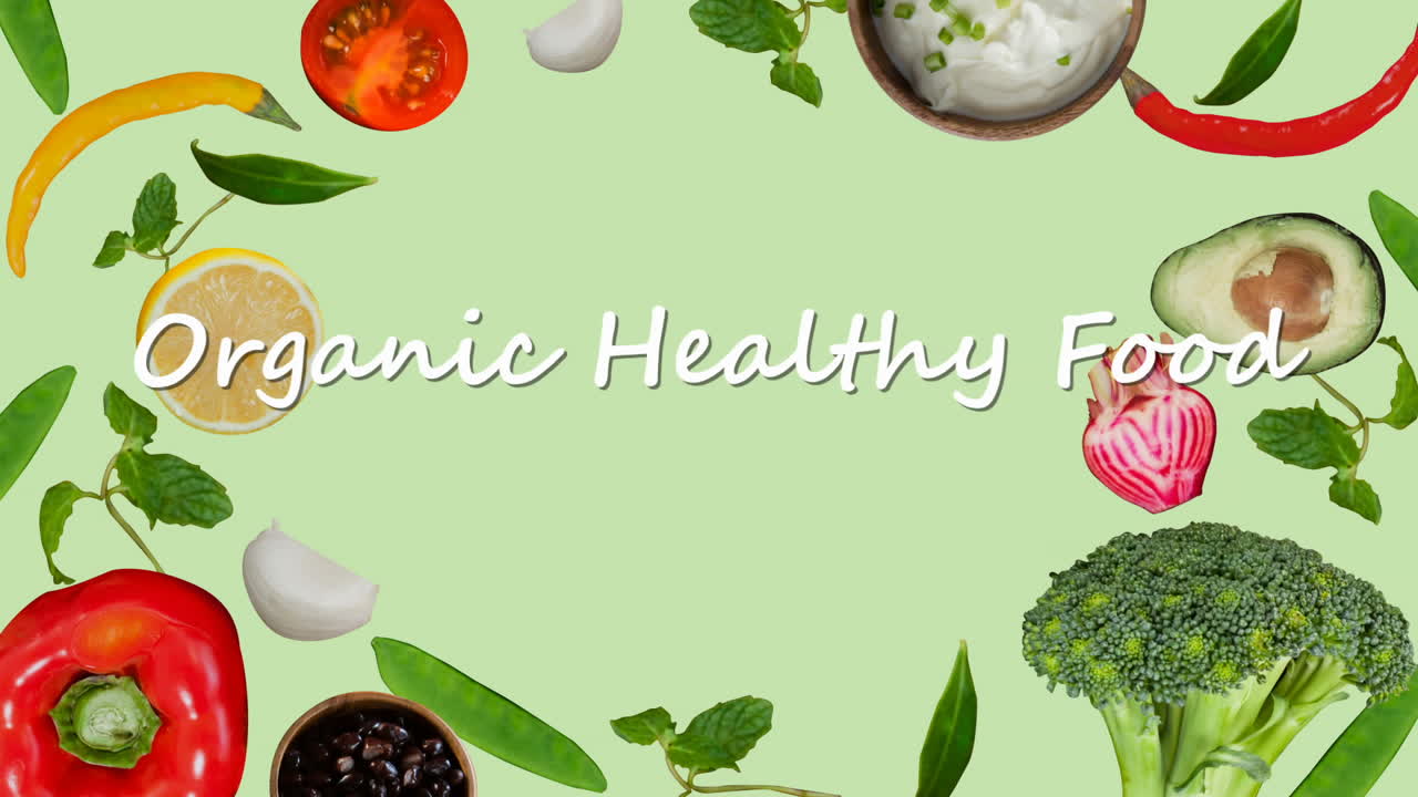 유기농 건강식품의 디지털로 생성된 비디오