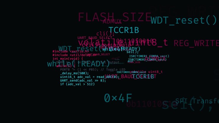 C Programming Code Scrolling on Dark Background