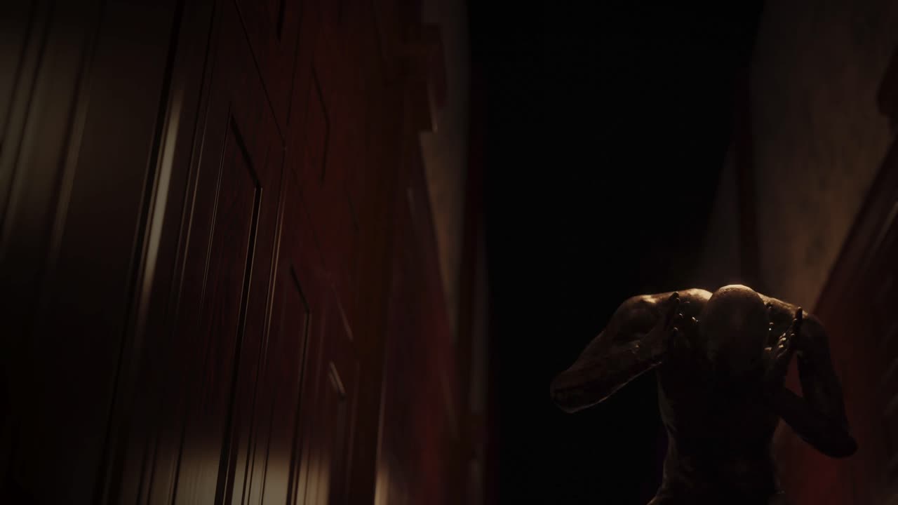 animación de un monstruo humano en un túnel oscuro siendo aturdido