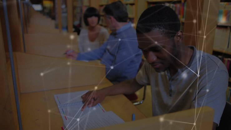 animatie van het netwerk van verbindingen over studenten