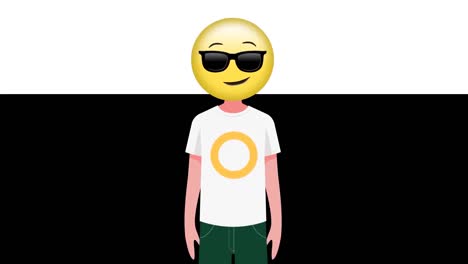 animación de un niño con icono emoji en fondo blanco