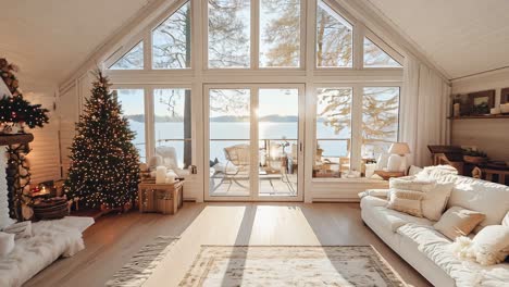 cozy christmas cabin with lake view