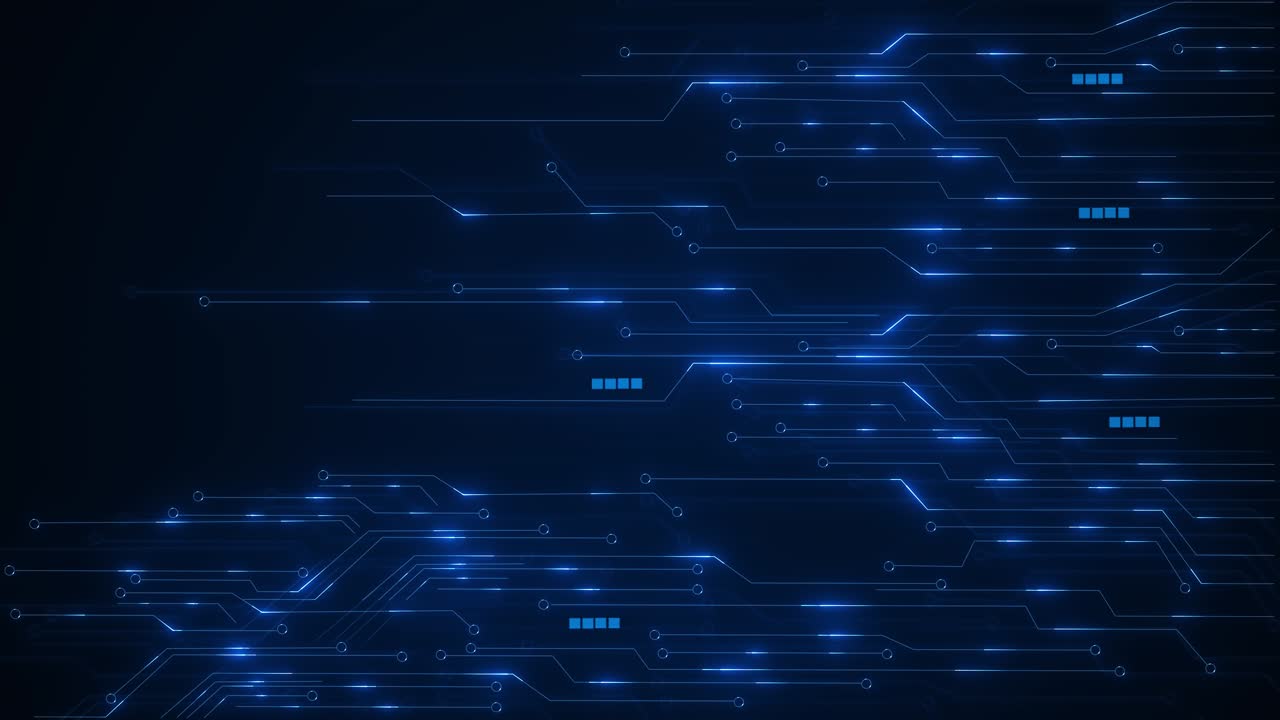 Futuristic motherboard design electric blue circuits deep cyber technology digital abstract