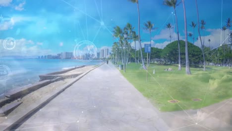 animación de la red de conexiones y procesamiento de datos sobre el hombre corriendo