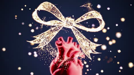 glowing anatomical heart with sparkling ethereal forms