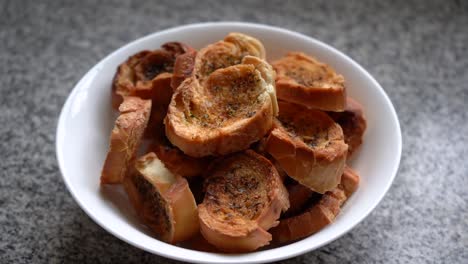 freshly baked flavoured toast in the bowl