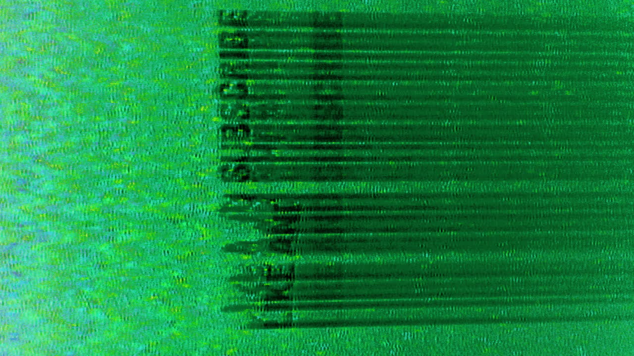 verde como y suscribirse glitch título en fondo blanco vertical, estilo vhs retro