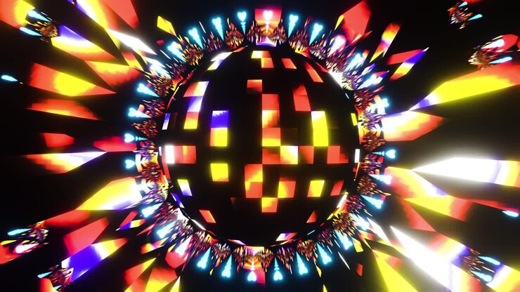 Animação em loop VJ contínuo de bola de discoteca neon
