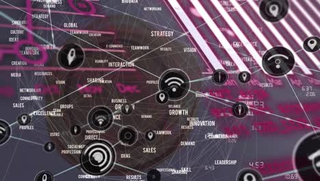 animación del procesamiento de datos sobre iconos
