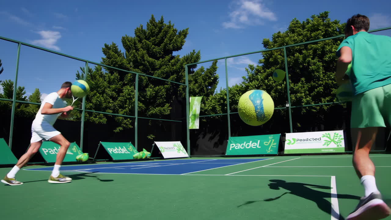 Padel tennis match on an outdoor court