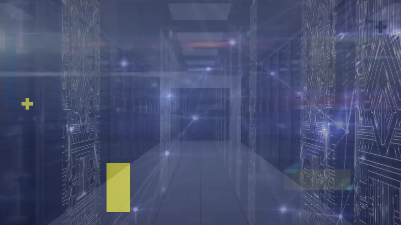 Animation of data processing over server room