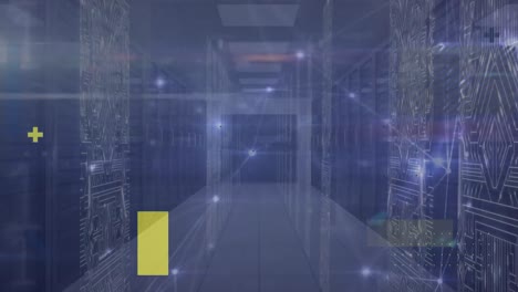 animación del procesamiento de datos en la sala de servidores