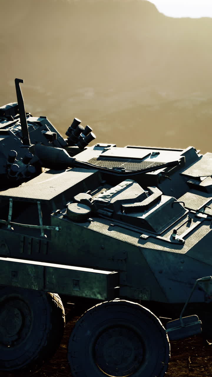 Primo piano di un veicolo militare blindato