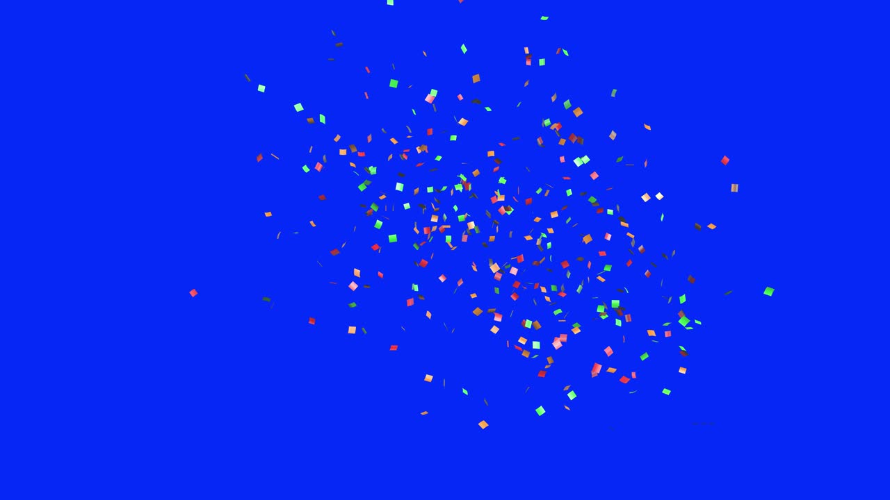 파란색 배경에 화려한 색종이