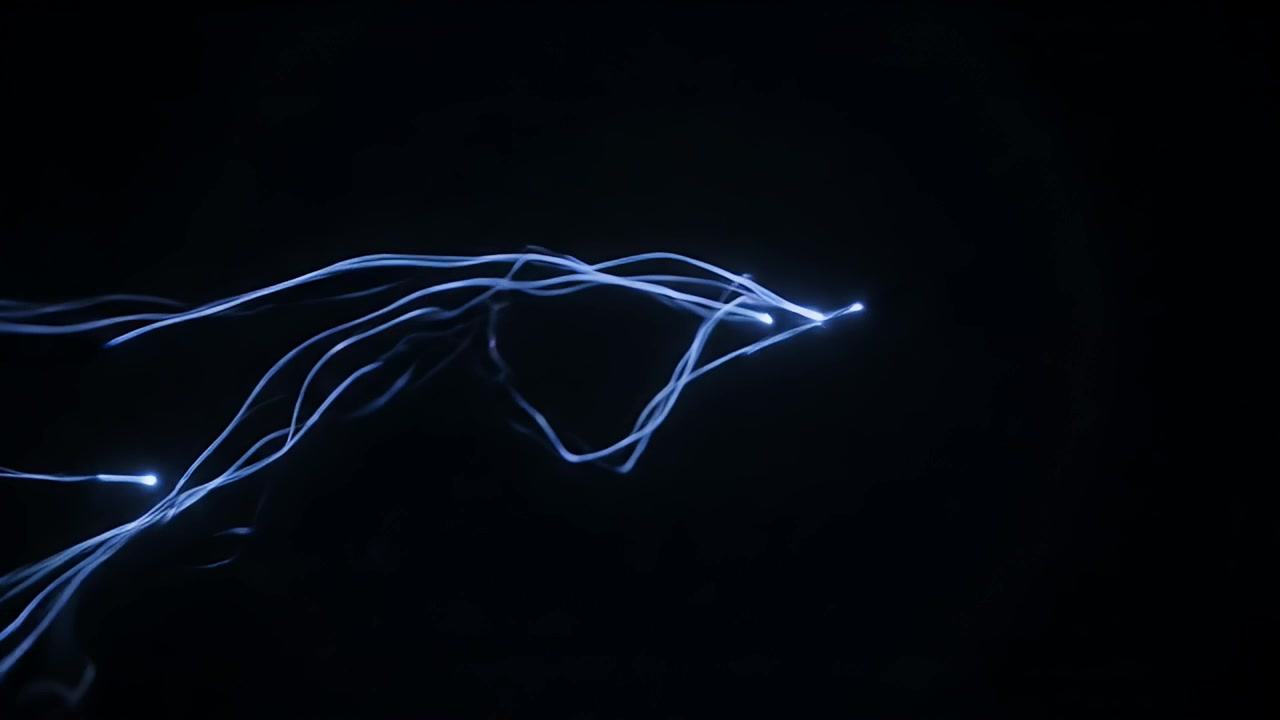Abstract Glowing Light Trails Moving in Dark Space