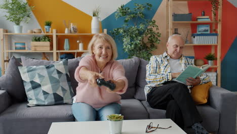 senior couple enjoying a game night at home