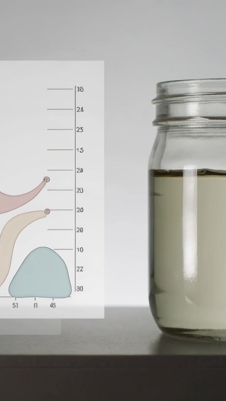 Vertical video: Animating chart blobs showing rise on play, jar sitting right on table, copy space