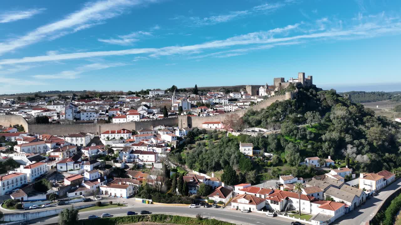 Óbidos by drone on a sunny winter day