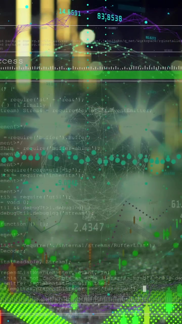 Animazione dell'elaborazione dati su un paesaggio urbano