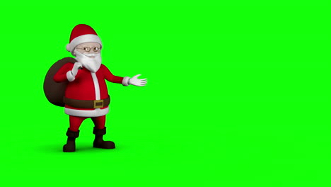 Cartoon-Santa-walking-on-green-background