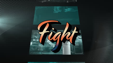 Animation of fight over data on screens moving over black background
