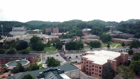 aerial of appalachian state university campus in boone north carolina