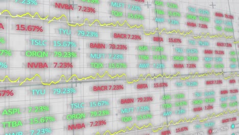 animation of financial data processing over white background