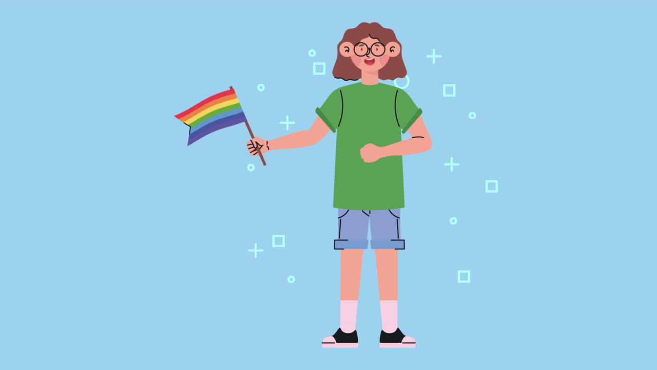 Young Person Holding a Rainbow Flag