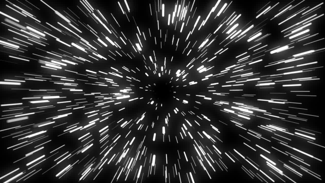 Animation colorful speed lines effect isolate on black background.