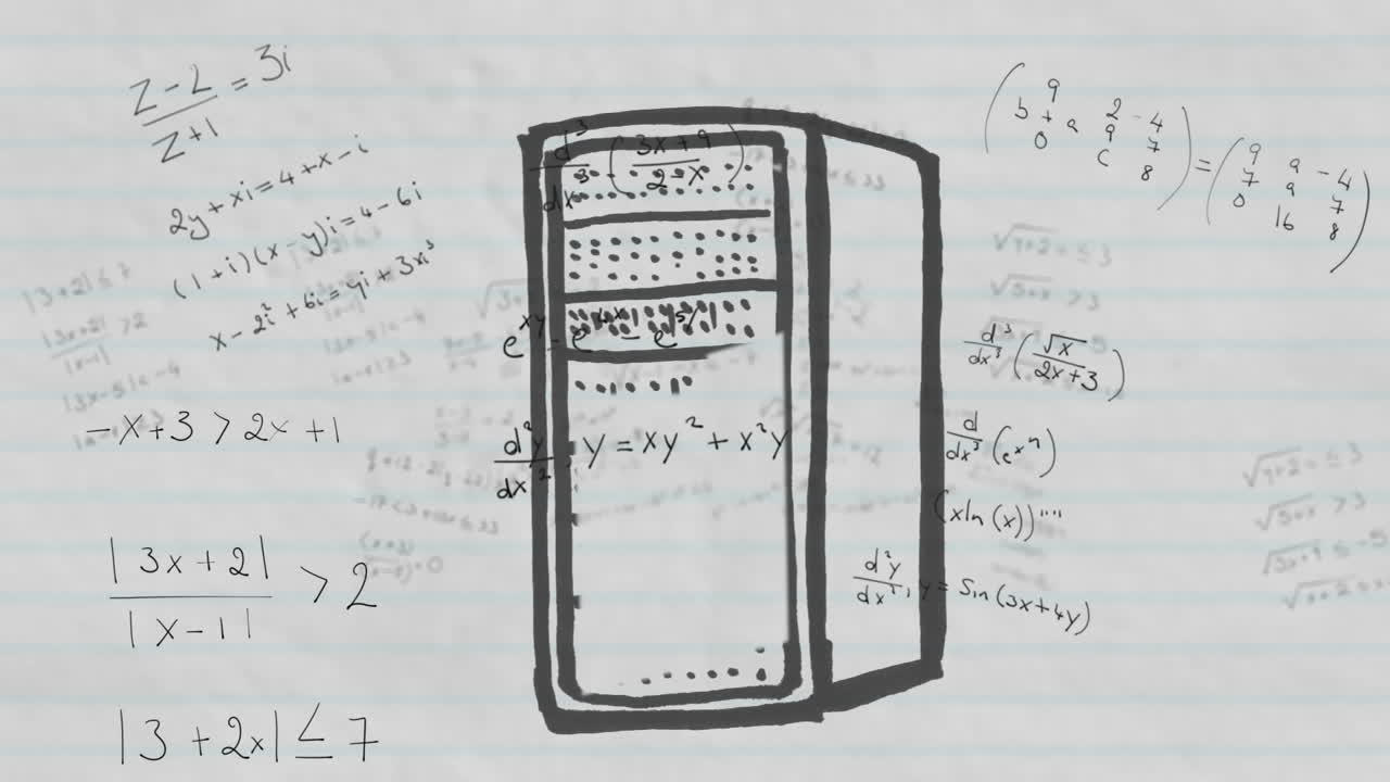 servidor de computadora contra ecuaciones matemáticas en papel con líneas blancas