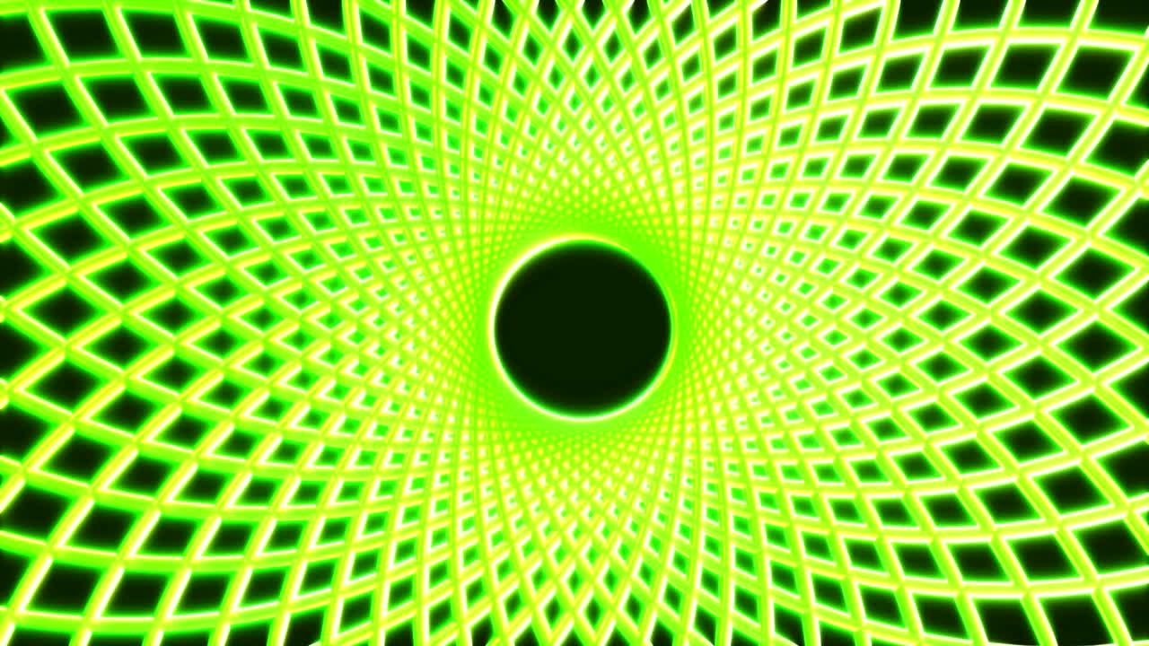 Bright glow neon geometric lines on black color. Colorful abstract fluorescent geometric background. Loopable futuristic 3d render. Modern fashion animation for design broadcast, show, club.