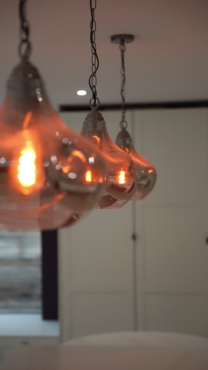 Warm glow of Edison bulbs in a stylish cozy interior setting