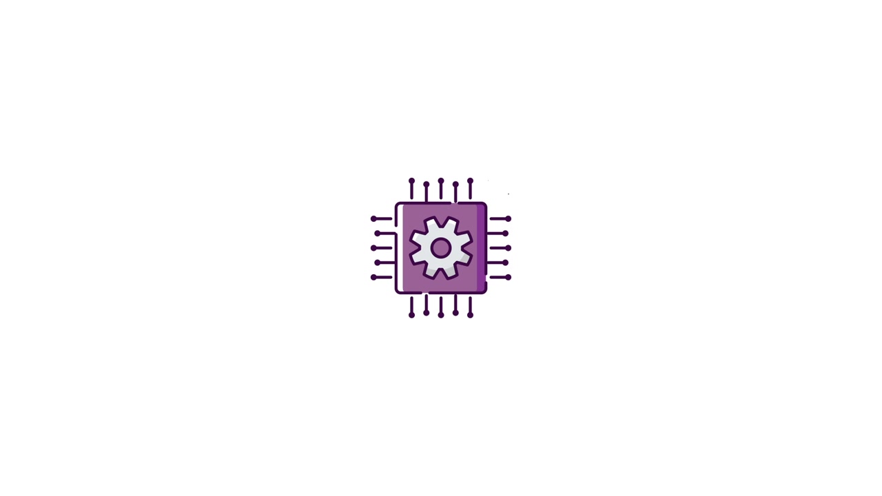 Chip de Computadora Animado con Icono de Engranaje y Conexiones en Expansión