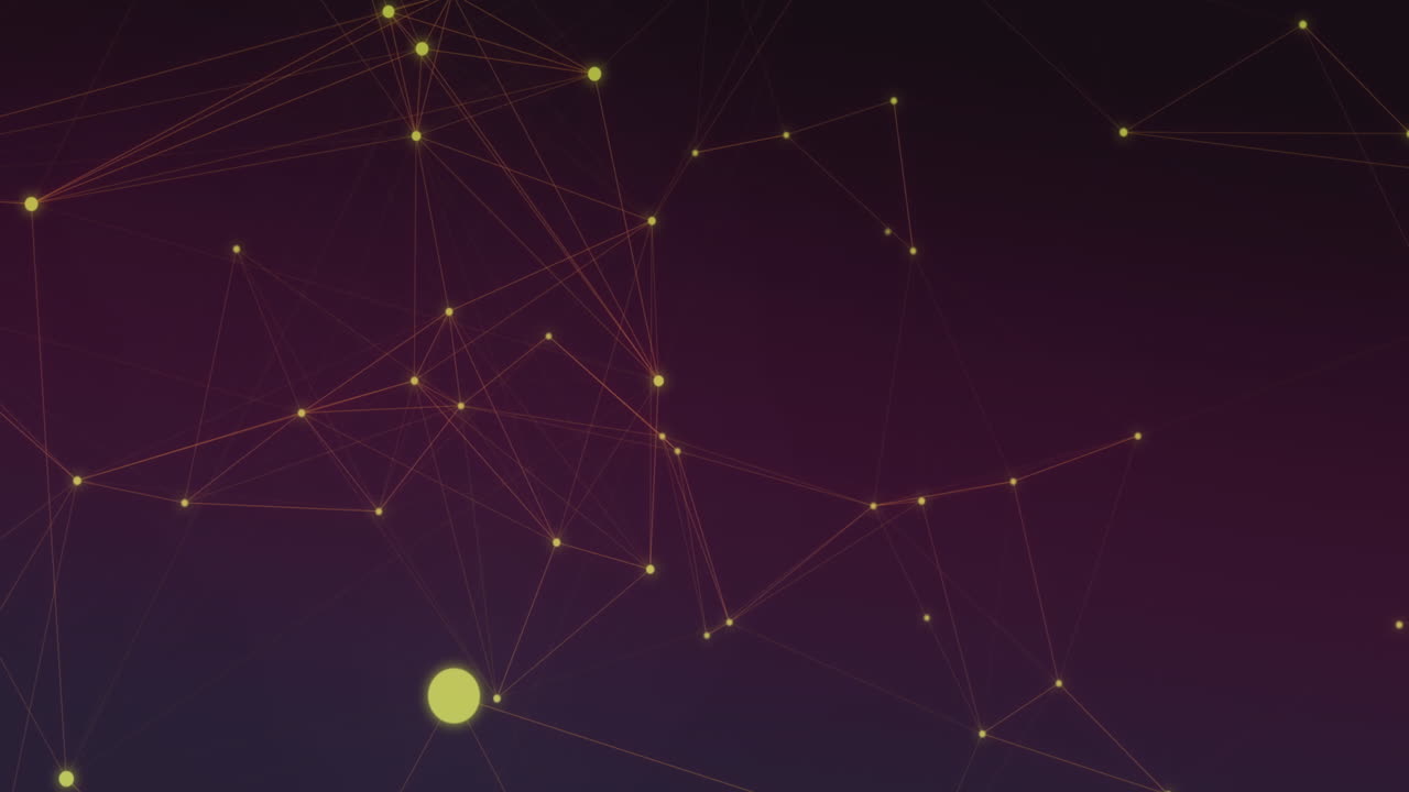 Digital animation of glowing network of connections moving against purple background
