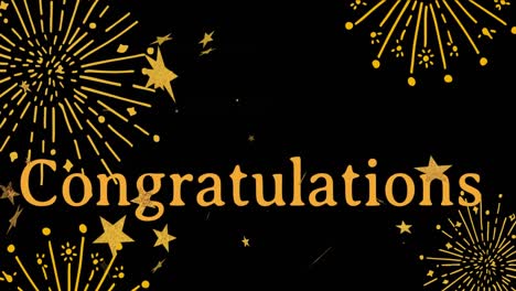 Animation-of-congratulations-text-with-fireworks-and-stars-on-black-background