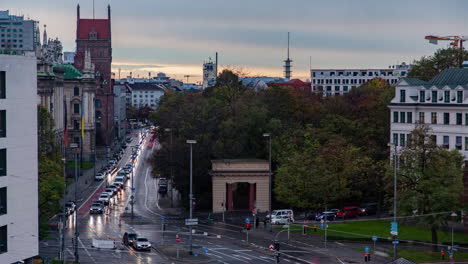 munich old town aerial traffic timelapse