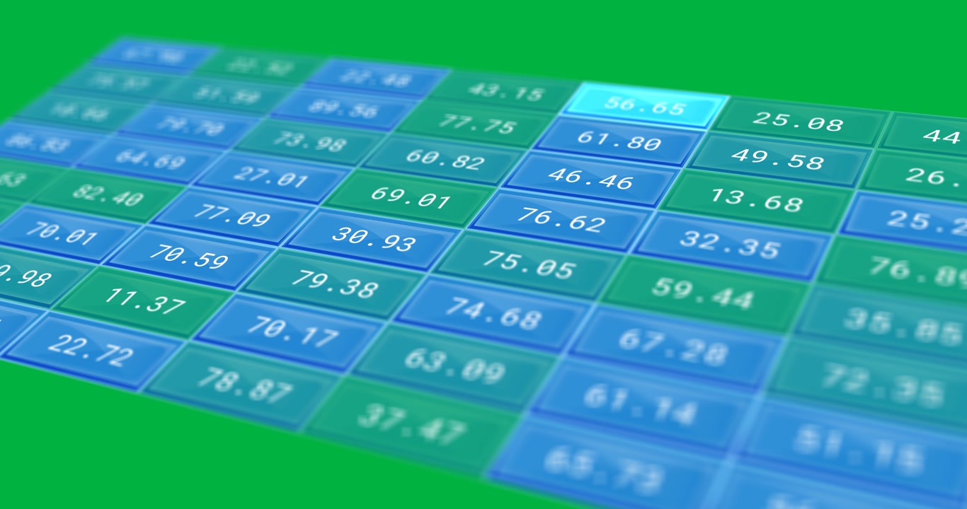 Animation of blue table with stock market over transparent background